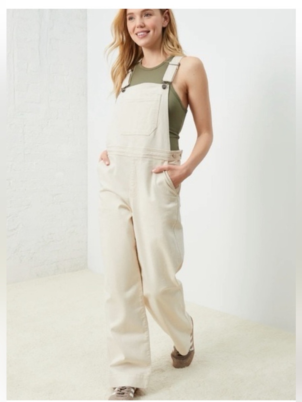 NWT UpWest Women's Cream Overalls - Relaxed Fit Casual Jeans